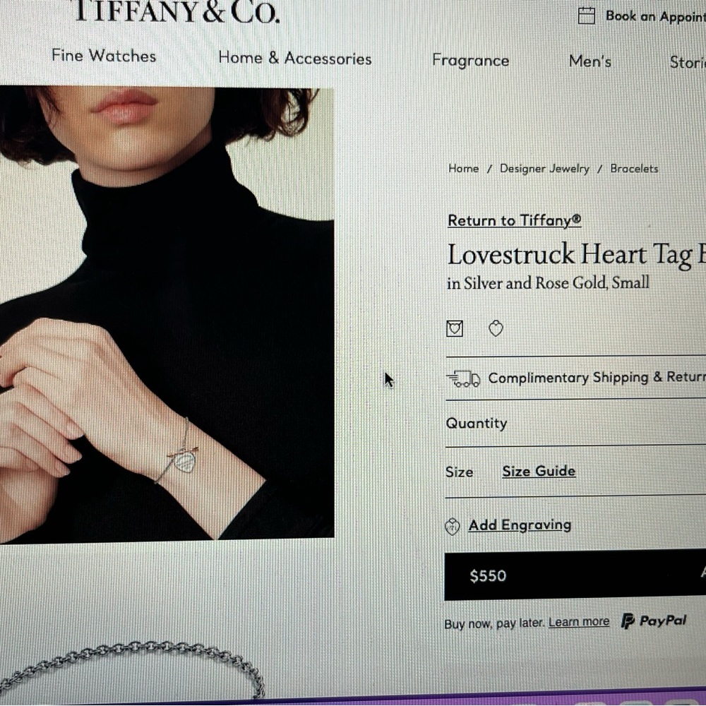 Tiffany Lovestruck Heart Tag Bracelet bracelet in silver and rose gold, medium.